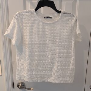 Zara Coverup Top Eyelet Tee L